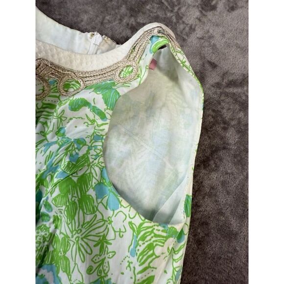 Lilly Pulitzer - Green White Jungle Print "Janice" Shift Dress Embroidery sz 00 - Picture 12 of 15